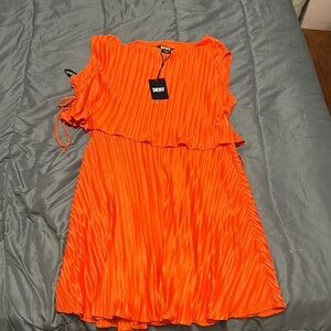 DKNY Bright Orange Layered Dress